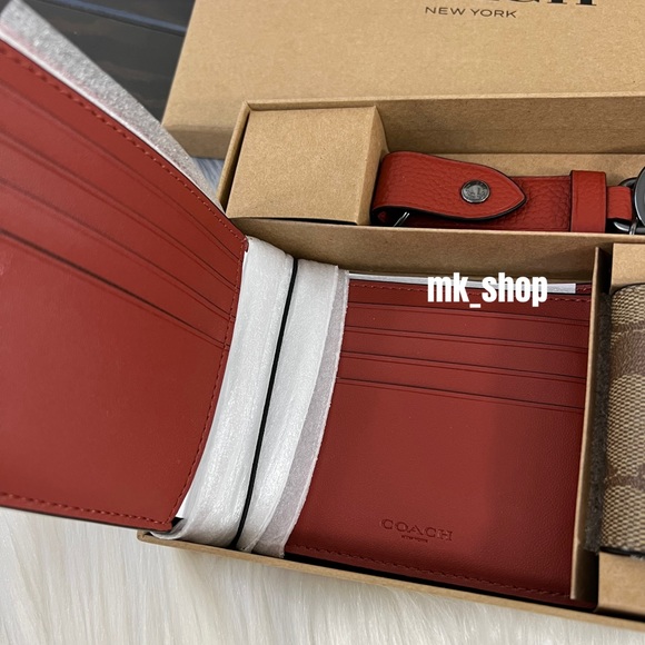 COACH Men’s 3 in 1 Wallet Credit Card Case Keychain Gift Set - Picture 6 of 14